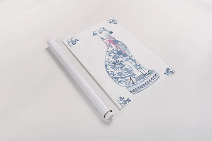 Chinoiserie Dogs II by Mercedes Lopez Charro. shown as a rolled paper print. Available as archival giclee rolled canvas, fine art paper, or poster print. SKU 94608h.