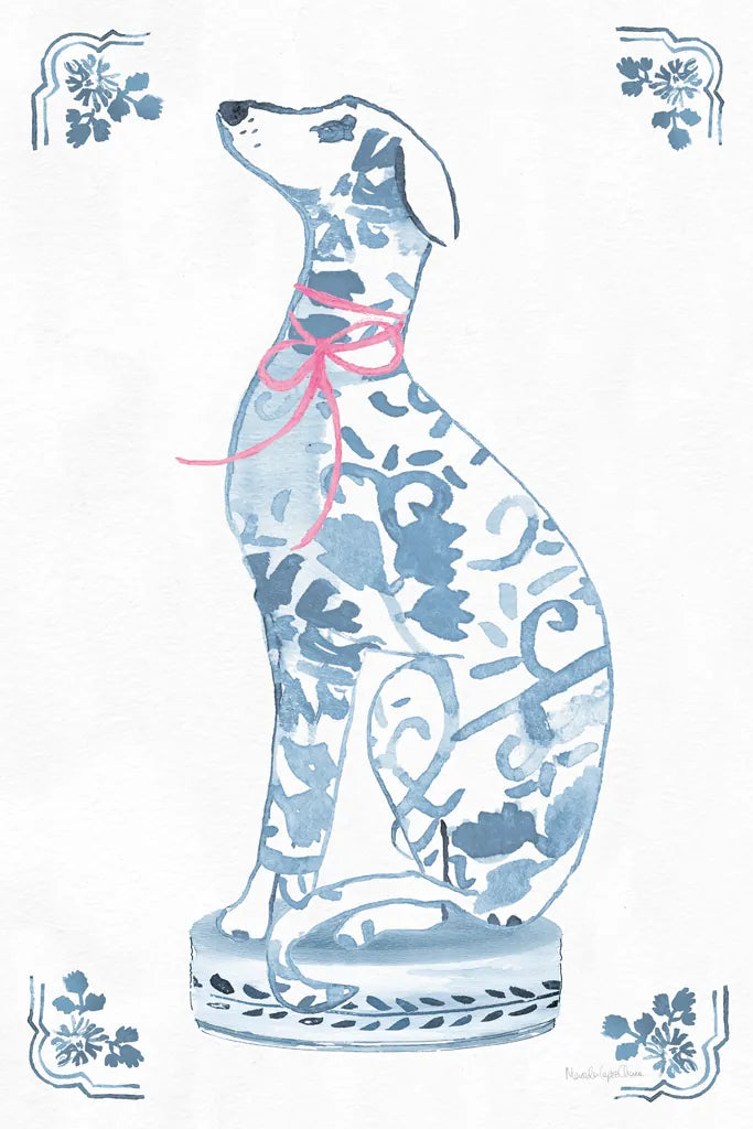 Chinoiserie Dogs III by Mercedes Lopez Charro. SKU 94609h. Archival Giclee Fine art print for wall decor.