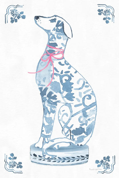 Chinoiserie Dogs III by Mercedes Lopez Charro. SKU 94609h. Archival Giclee Fine art print for wall decor.