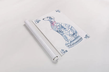 Chinoiserie Dogs III by Mercedes Lopez Charro. shown as a rolled paper print. Available as archival giclee rolled canvas, fine art paper, or poster print. SKU 94609h.