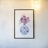 Chinoiserie Style I by Mercedes Lopez Charro. shown as a paper print in a black flame. Available as a archival giclee rolled canvas, fine art paper, or poster print. SKU 64228h.