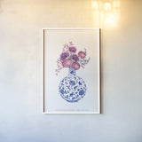 Chinoiserie Style I by Mercedes Lopez Charro. shown as a paper print in a white frame. Available as a archival giclee rolled canvas, fine art paper, or poster print. SKU 64228h.