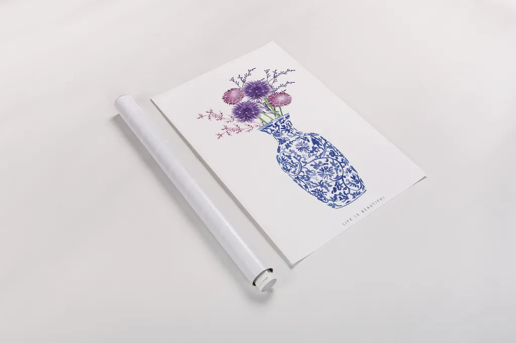 Chinoiserie Style II by Mercedes Lopez Charro. shown as a rolled paper print. Available as archival giclee rolled canvas, fine art paper, or poster print. SKU 64229h.