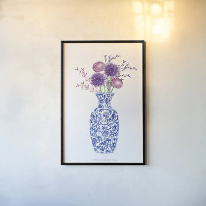 Chinoiserie Style II by Mercedes Lopez Charro. shown as a paper print in a black flame. Available as a archival giclee rolled canvas, fine art paper, or poster print. SKU 64229h.