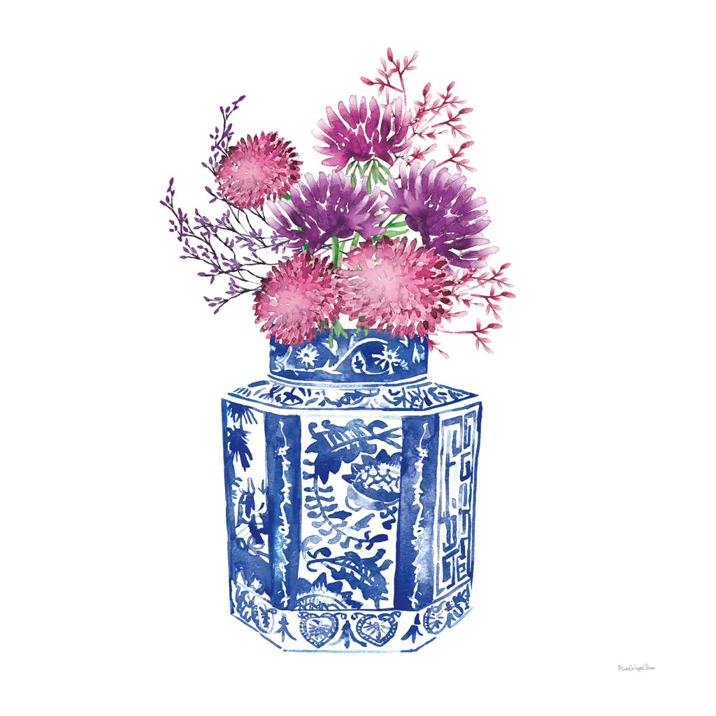 Chinoiserie Style III by Mercedes Lopez Charro. SKU 64615a. Archival Giclee Fine art print for wall decor.