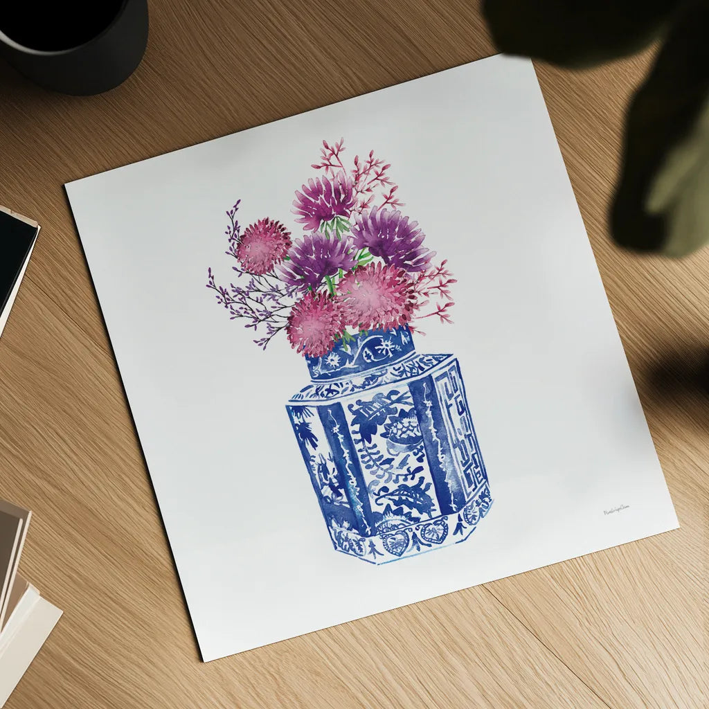 Chinoiserie Style III by Mercedes Lopez Charro. Shown as a detailed flat fine art print, highlighting archival giclee quality. Available as an archival giclee rolled canvas, fine art paper, or poster print. SKU 64615a.