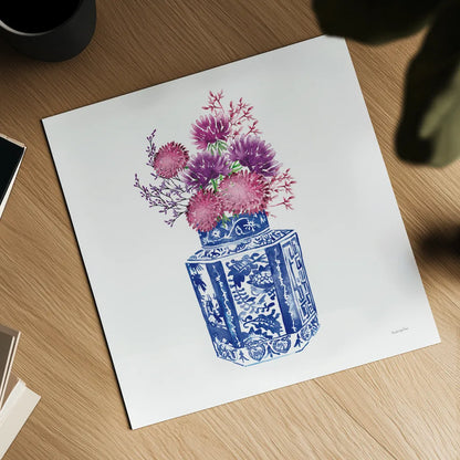 Chinoiserie Style III by Mercedes Lopez Charro. Shown as a detailed flat fine art print, highlighting archival giclee quality. Available as an archival giclee rolled canvas, fine art paper, or poster print. SKU 64615a.