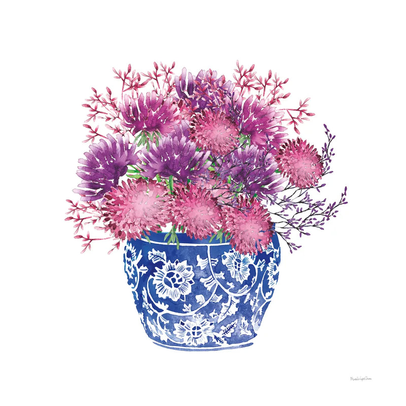 Chinoiserie Style IV by Mercedes Lopez Charro. SKU 64616a. Archival Giclee Fine art print for wall decor.