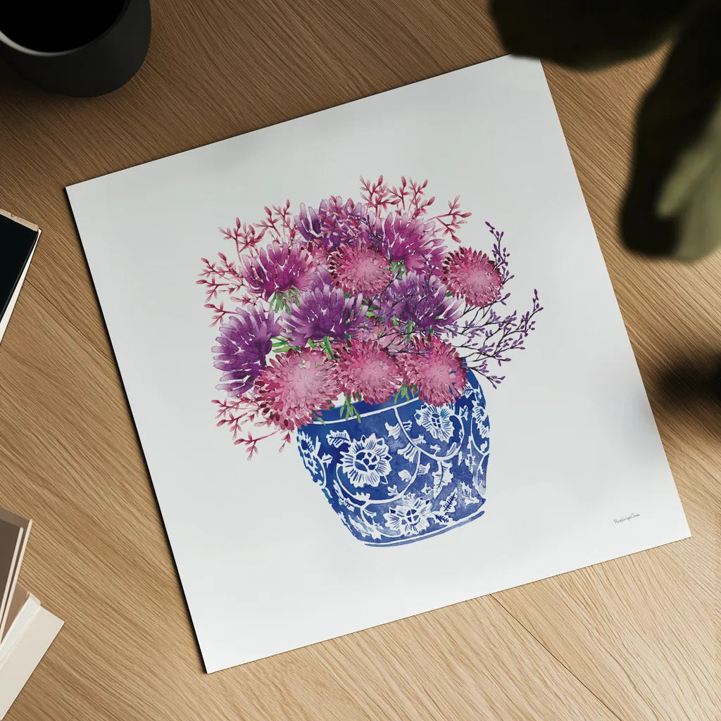 Chinoiserie Style IV by Mercedes Lopez Charro. Shown as a detailed flat fine art print, highlighting archival giclee quality. Available as an archival giclee rolled canvas, fine art paper, or poster print. SKU 64616a.