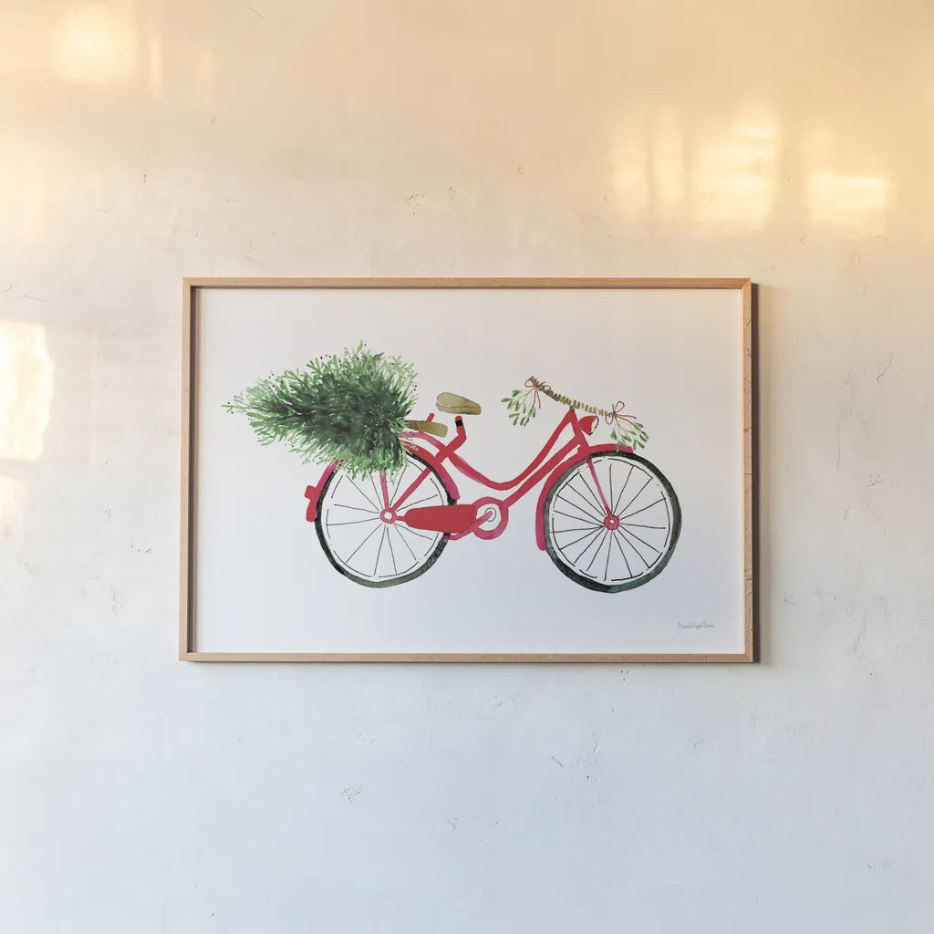 Christmas Delivery I by Mercedes Lopez Charro. shown as a paper print in a natural frame. Available as a archival giclee rolled canvas, fine art paper, or poster print. SKU 71531i.