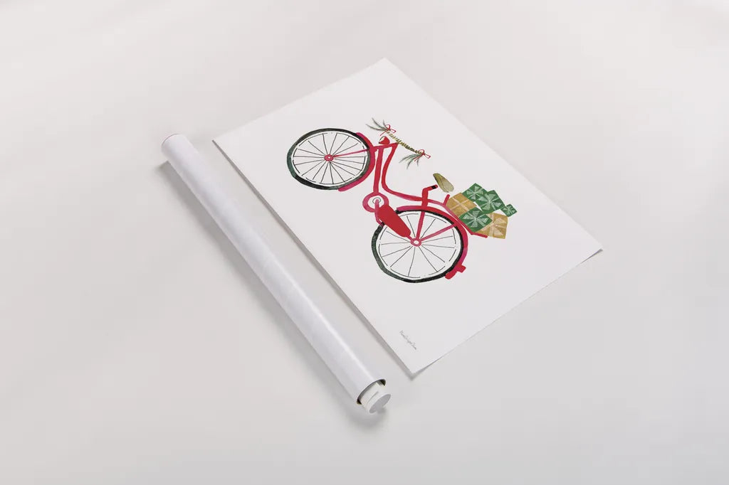 Christmas Delivery II by Mercedes Lopez Charro. shown as a rolled paper print. Available as archival giclee rolled canvas, fine art paper, or poster print. SKU 71532i.