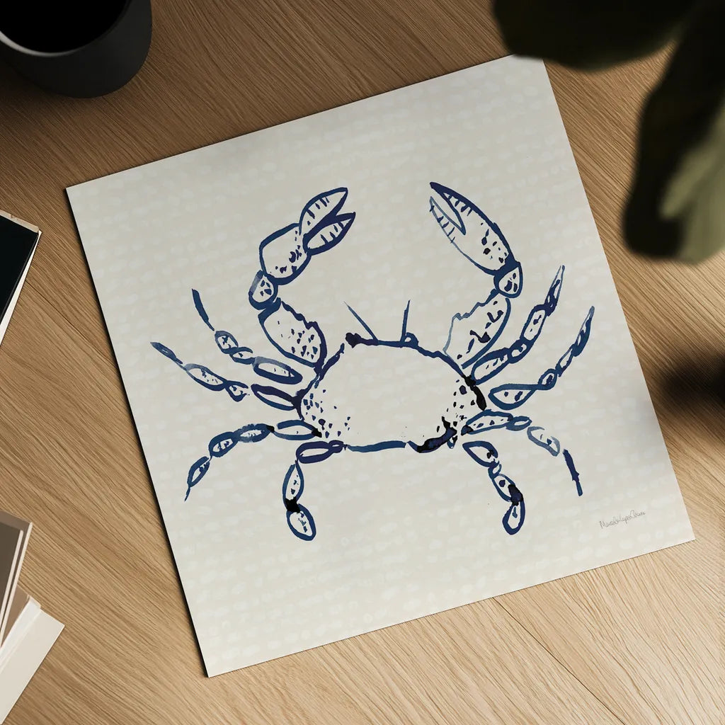 Coastal Crabs I by Mercedes Lopez Charro. Shown as a detailed flat fine art print, highlighting archival giclee quality. Available as an archival giclee rolled canvas, fine art paper, or poster print. SKU 86319a.