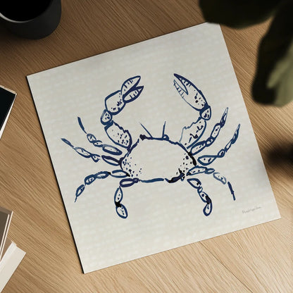 Coastal Crabs I by Mercedes Lopez Charro. Shown as a detailed flat fine art print, highlighting archival giclee quality. Available as an archival giclee rolled canvas, fine art paper, or poster print. SKU 86319a.