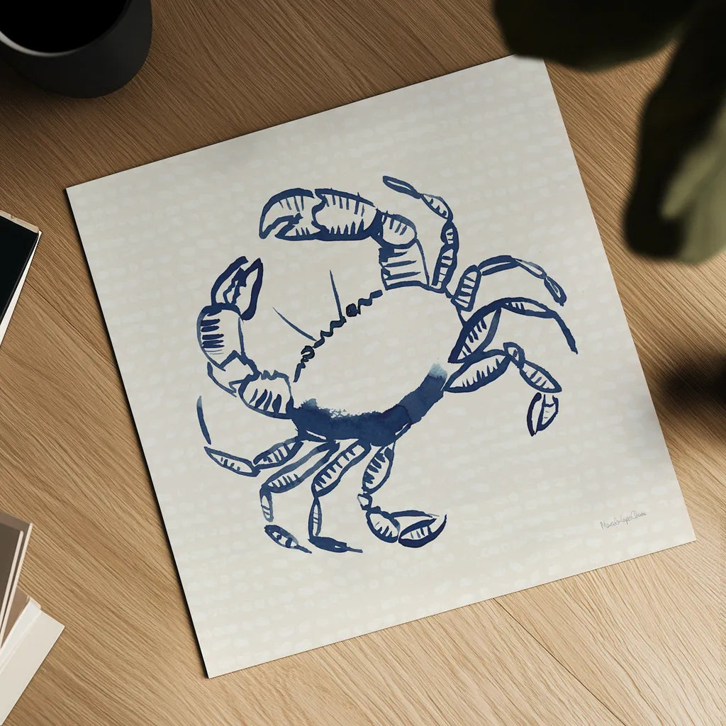 Coastal Crabs II by Mercedes Lopez Charro. Shown as a detailed flat fine art print, highlighting archival giclee quality. Available as an archival giclee rolled canvas, fine art paper, or poster print. SKU 86320a.