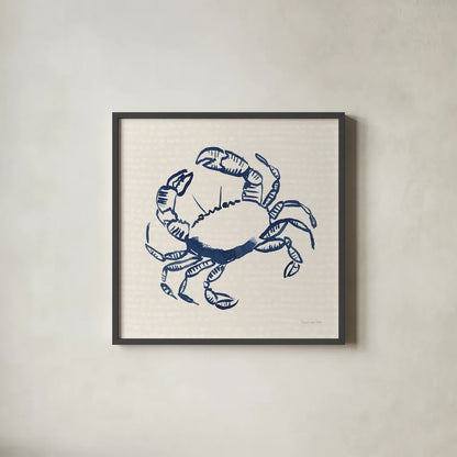 Coastal Crabs II by Mercedes Lopez Charro. Shown in a sleek black glass frame for a contemporary gallery look. Available as an archival giclee rolled canvas, fine art paper, or poster print. SKU 86320a.