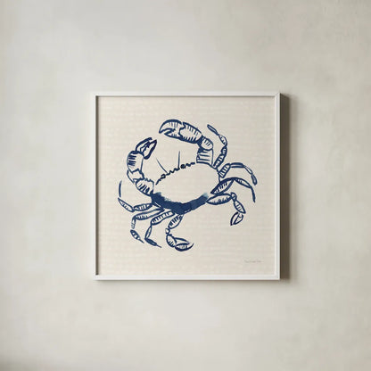Coastal Crabs II by Mercedes Lopez Charro. Shown in a crisp white glass frame for a clean and minimalist style. Available as an archival giclee rolled canvas, fine art paper, or poster print. SKU 86320a.