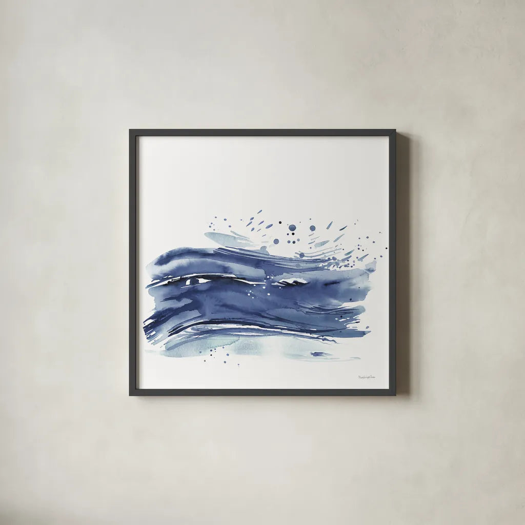 Coastal Splash II by Mercedes Lopez Charro. Shown in a sleek black glass frame for a contemporary gallery look. Available as an archival giclee rolled canvas, fine art paper, or poster print. SKU 64831a.