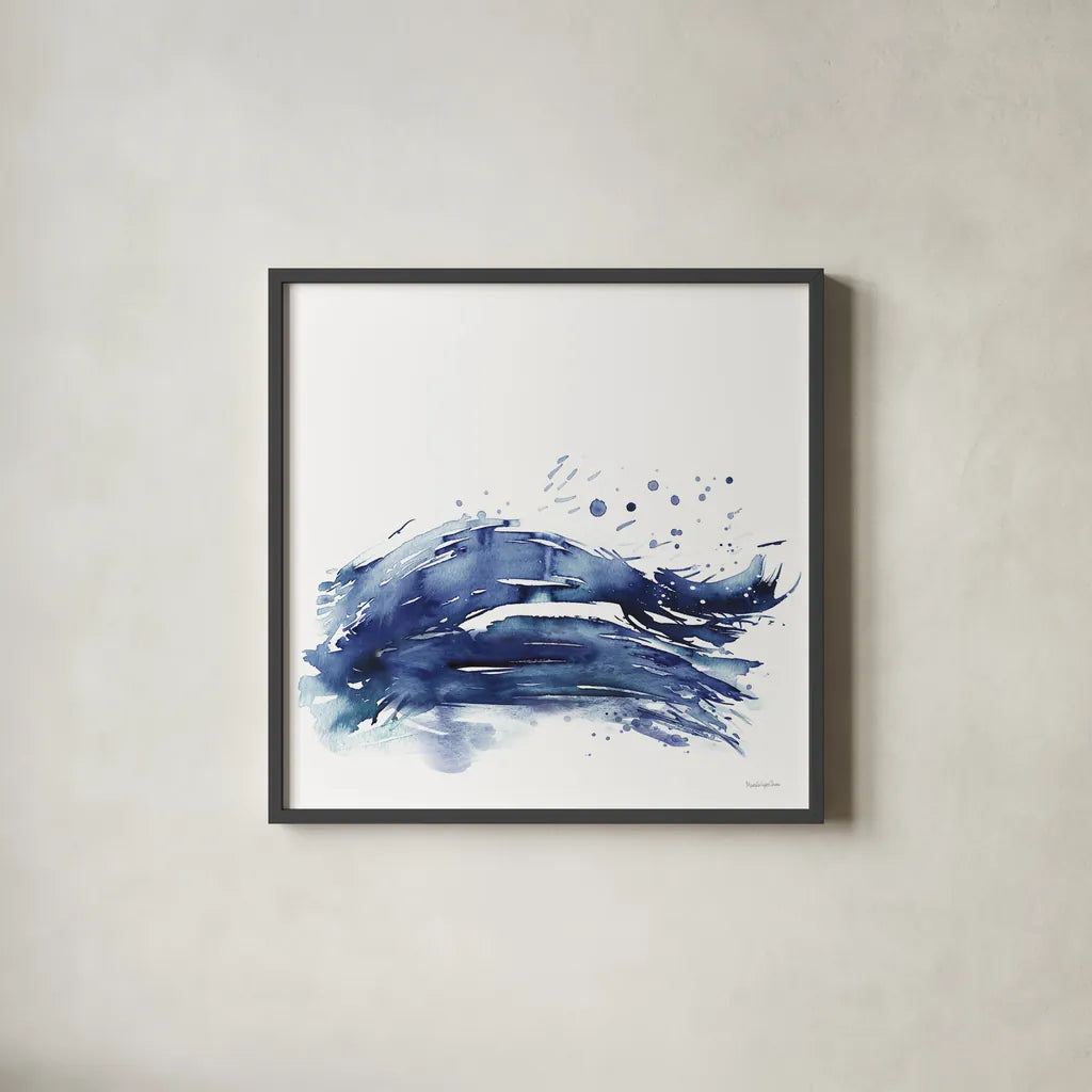 Coastal Splash III by Mercedes Lopez Charro. Shown in a sleek black glass frame for a contemporary gallery look. Available as an archival giclee rolled canvas, fine art paper, or poster print. SKU 64832a.