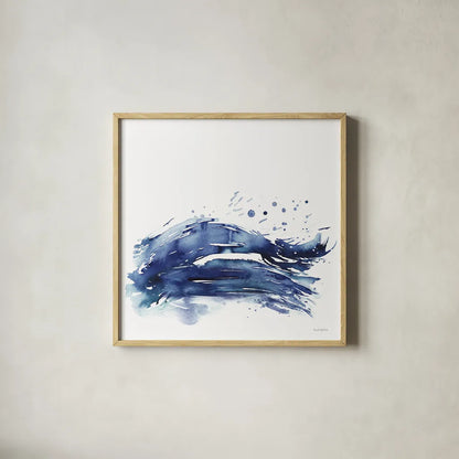 Coastal Splash III by Mercedes Lopez Charro. Shown in a natural wood glass frame for a timeless modern aesthetic. Available as an archival giclee rolled canvas, fine art paper, or poster print. SKU 64832a.