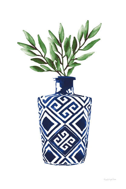 Cobalt Geometric Vases III by Mercedes Lopez Charro. SKU 67374h. Archival Giclee Fine art print for wall decor.