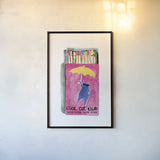 Cool Cat Club Matches I by Mercedes Lopez Charro. shown as a paper print in a black flame. Available as a archival giclee rolled canvas, fine art paper, or poster print. SKU 85530h.