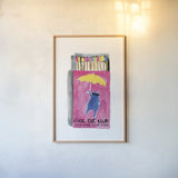 Cool Cat Club Matches I by Mercedes Lopez Charro. shown as a paper print in a natural frame. Available as a archival giclee rolled canvas, fine art paper, or poster print. SKU 85530h.