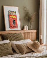 Cool Cat Club Matches I Red by Mercedes Lopez Charro. shown as a paper print in a natural frame. Available as a archival giclee rolled canvas, fine art paper, or poster print. SKU 86313h.