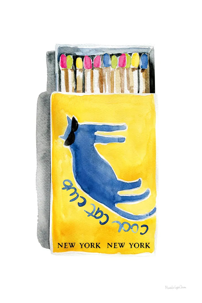 Cool Cat Club Matches II by Mercedes Lopez Charro. SKU 85531h. Archival Giclee Fine art print for wall decor.