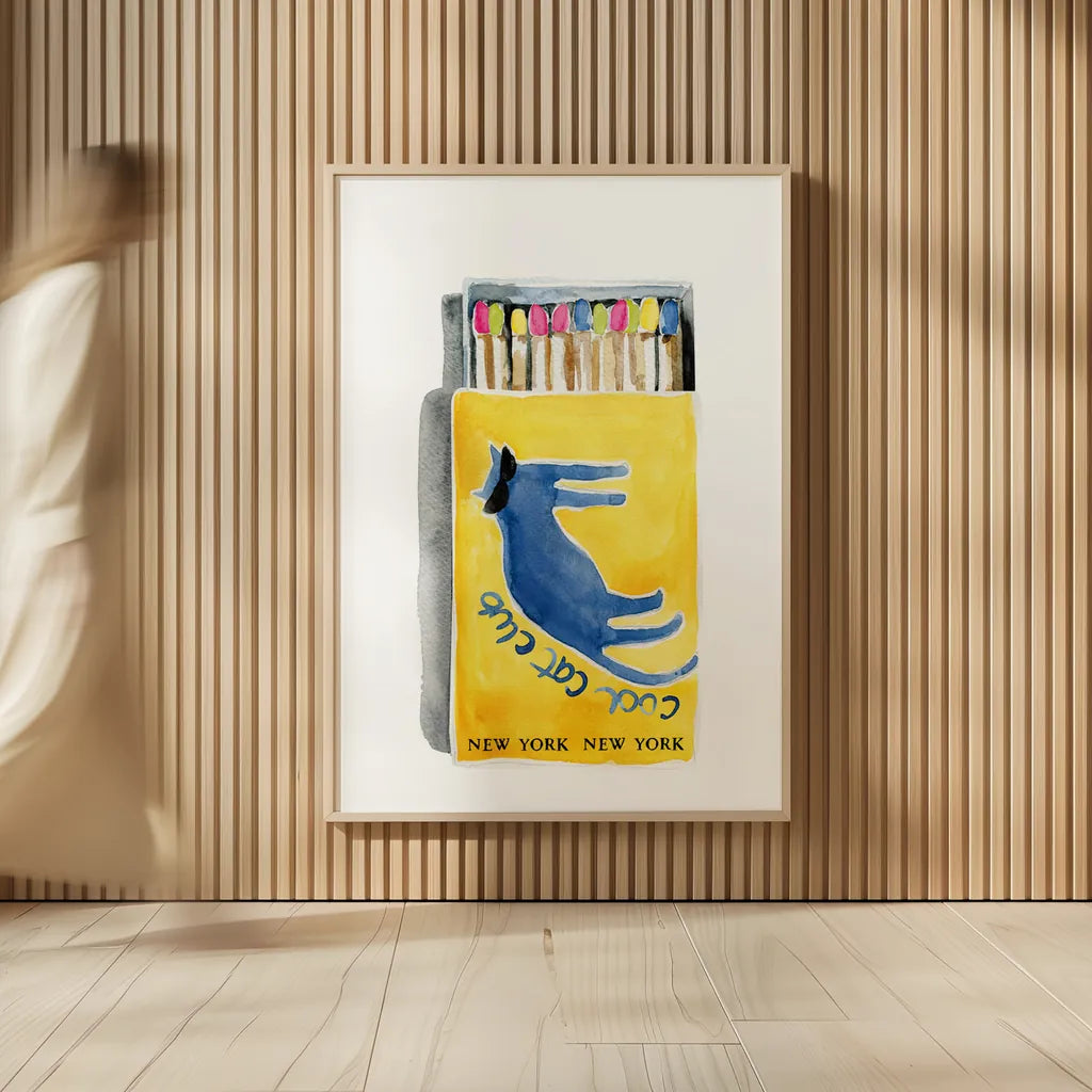 Cool Cat Club Matches II by Mercedes Lopez Charro. shown as over sized large wall art. Available as an archival giclee rolled canvas, fine art paper, or poster print. SKU 85531h.