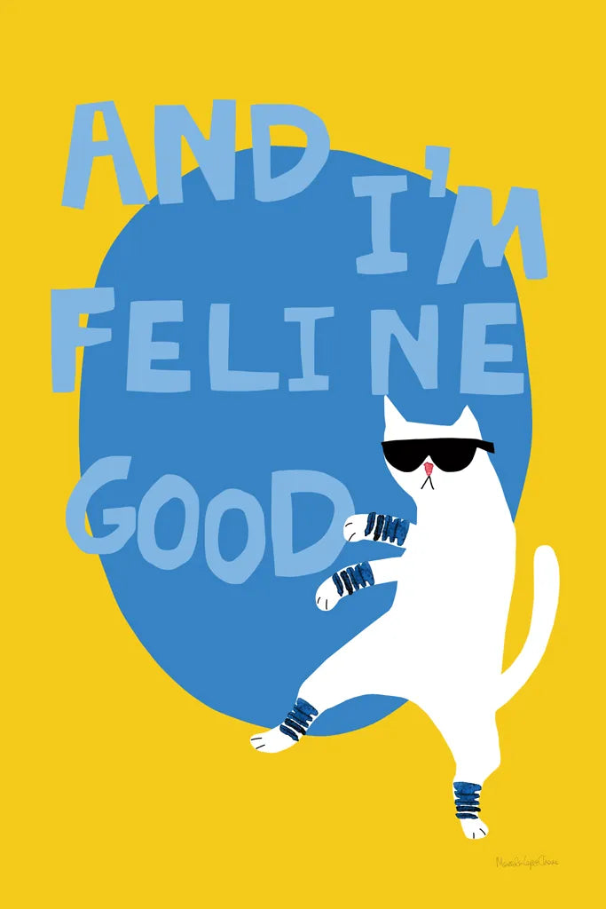 Cool Cat I by Mercedes Lopez Charro. SKU 85526h. Archival Giclee Fine art print for wall decor.