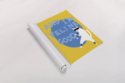 Cool Cat I by Mercedes Lopez Charro. shown as a rolled paper print. Available as archival giclee rolled canvas, fine art paper, or poster print. SKU 85526h.