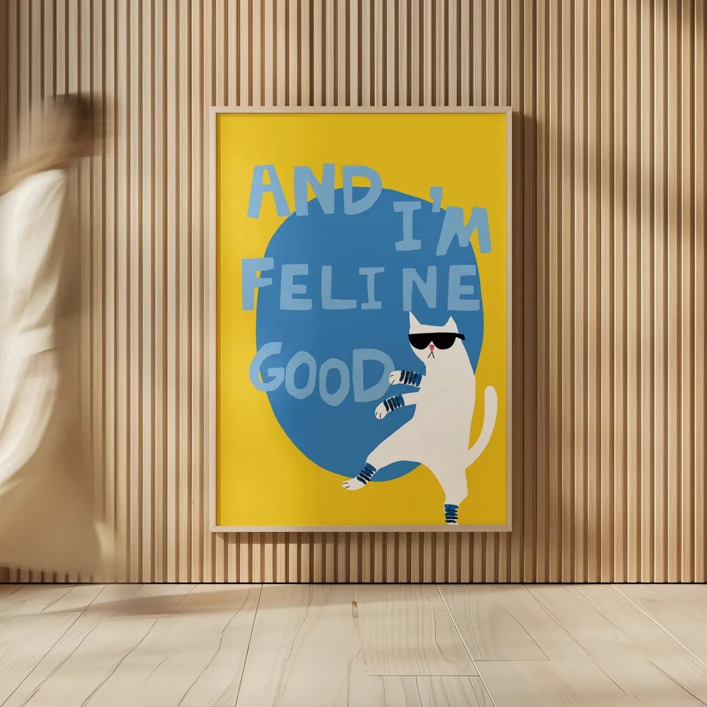 Cool Cat I by Mercedes Lopez Charro. shown as over sized large wall art. Available as an archival giclee rolled canvas, fine art paper, or poster print. SKU 85526h.