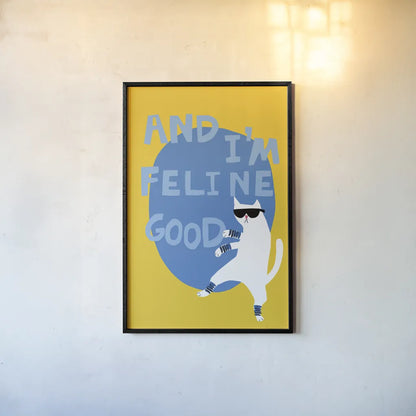 Cool Cat I by Mercedes Lopez Charro. shown as a paper print in a black flame. Available as a archival giclee rolled canvas, fine art paper, or poster print. SKU 85526h.