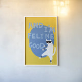 Cool Cat I by Mercedes Lopez Charro. shown as a paper print in a white frame. Available as a archival giclee rolled canvas, fine art paper, or poster print. SKU 85526h.