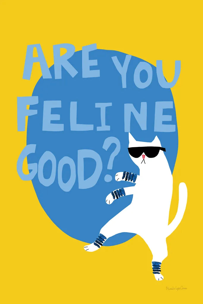 Cool Cat I Feline Good by Mercedes Lopez Charro. SKU 86933h. Archival Giclee Fine art print for wall decor.