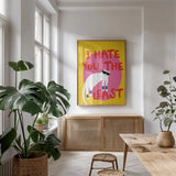 Cool Cat II by Mercedes Lopez Charro. shown as a print in a natural wood frame in a dining room. Available as a archival giclee rolled canvas, fine art paper, or poster print. SKU 85527h.