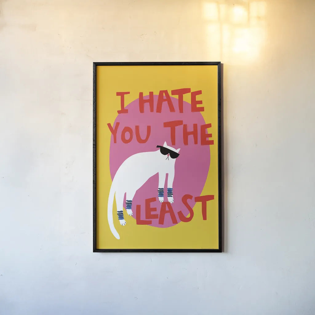 Cool Cat II by Mercedes Lopez Charro. shown as a paper print in a black flame. Available as a archival giclee rolled canvas, fine art paper, or poster print. SKU 85527h.