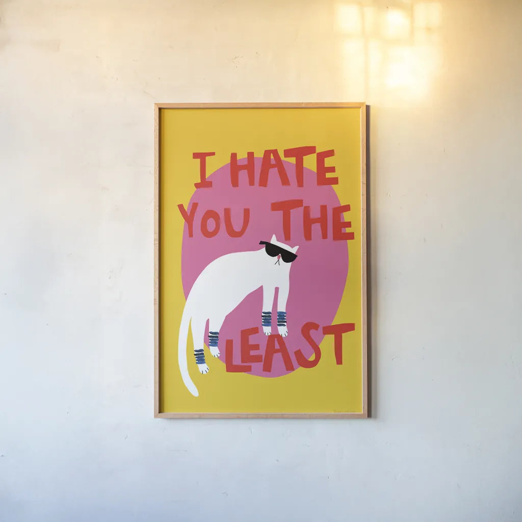 Cool Cat II by Mercedes Lopez Charro. shown as a paper print in a natural frame. Available as a archival giclee rolled canvas, fine art paper, or poster print. SKU 85527h.