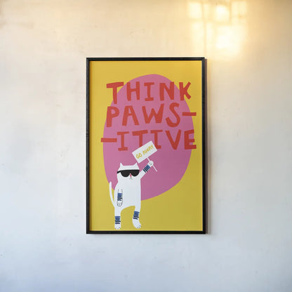 Cool Cat III by Mercedes Lopez Charro. shown as a paper print in a black flame. Available as a archival giclee rolled canvas, fine art paper, or poster print. SKU 85528h.