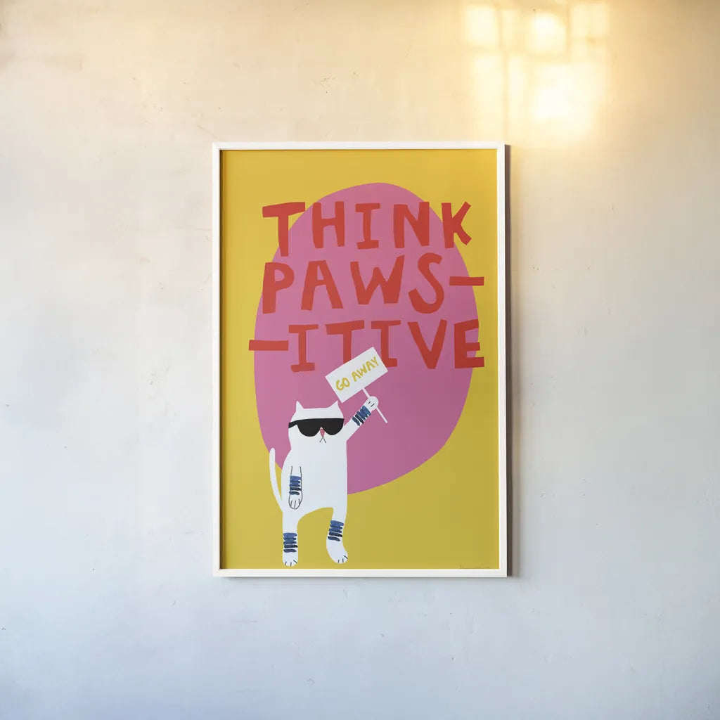 Cool Cat III by Mercedes Lopez Charro. shown as a paper print in a white frame. Available as a archival giclee rolled canvas, fine art paper, or poster print. SKU 85528h.