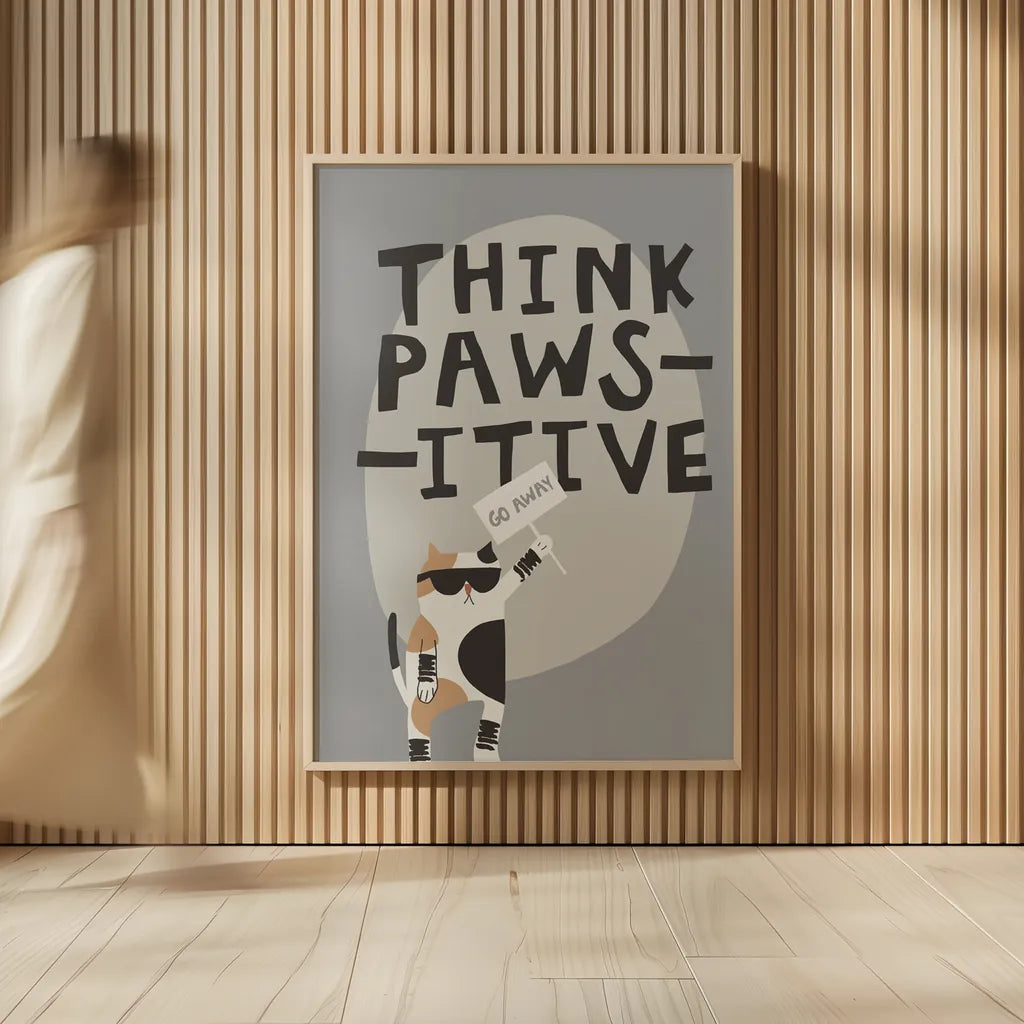 Cool Cat III Neutral by Mercedes Lopez Charro. shown as over sized large wall art. Available as an archival giclee rolled canvas, fine art paper, or poster print. SKU 86312h.