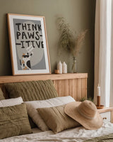 Cool Cat III Neutral by Mercedes Lopez Charro. shown as a paper print in a natural frame. Available as a archival giclee rolled canvas, fine art paper, or poster print. SKU 86312h.