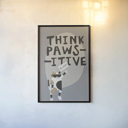 Cool Cat III Neutral by Mercedes Lopez Charro. shown as a paper print in a black flame. Available as a archival giclee rolled canvas, fine art paper, or poster print. SKU 86312h.