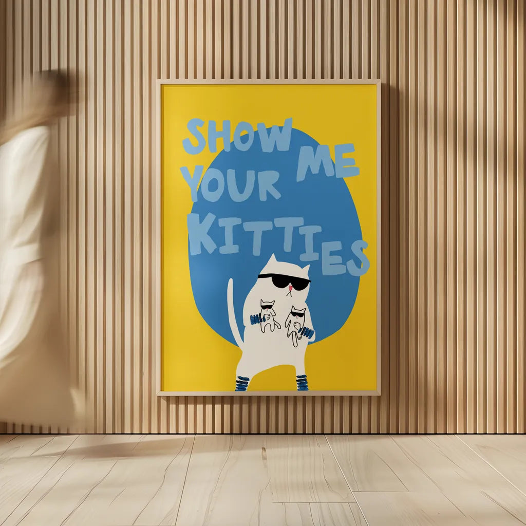 Cool Cat IV by Mercedes Lopez Charro. shown as over sized large wall art. Available as an archival giclee rolled canvas, fine art paper, or poster print. SKU 85529h.