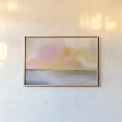 Cotton Candy Beach by Mercedes Lopez Charro. shown as a paper print in a natural frame. Available as a archival giclee rolled canvas, fine art paper, or poster print. SKU 67984i.