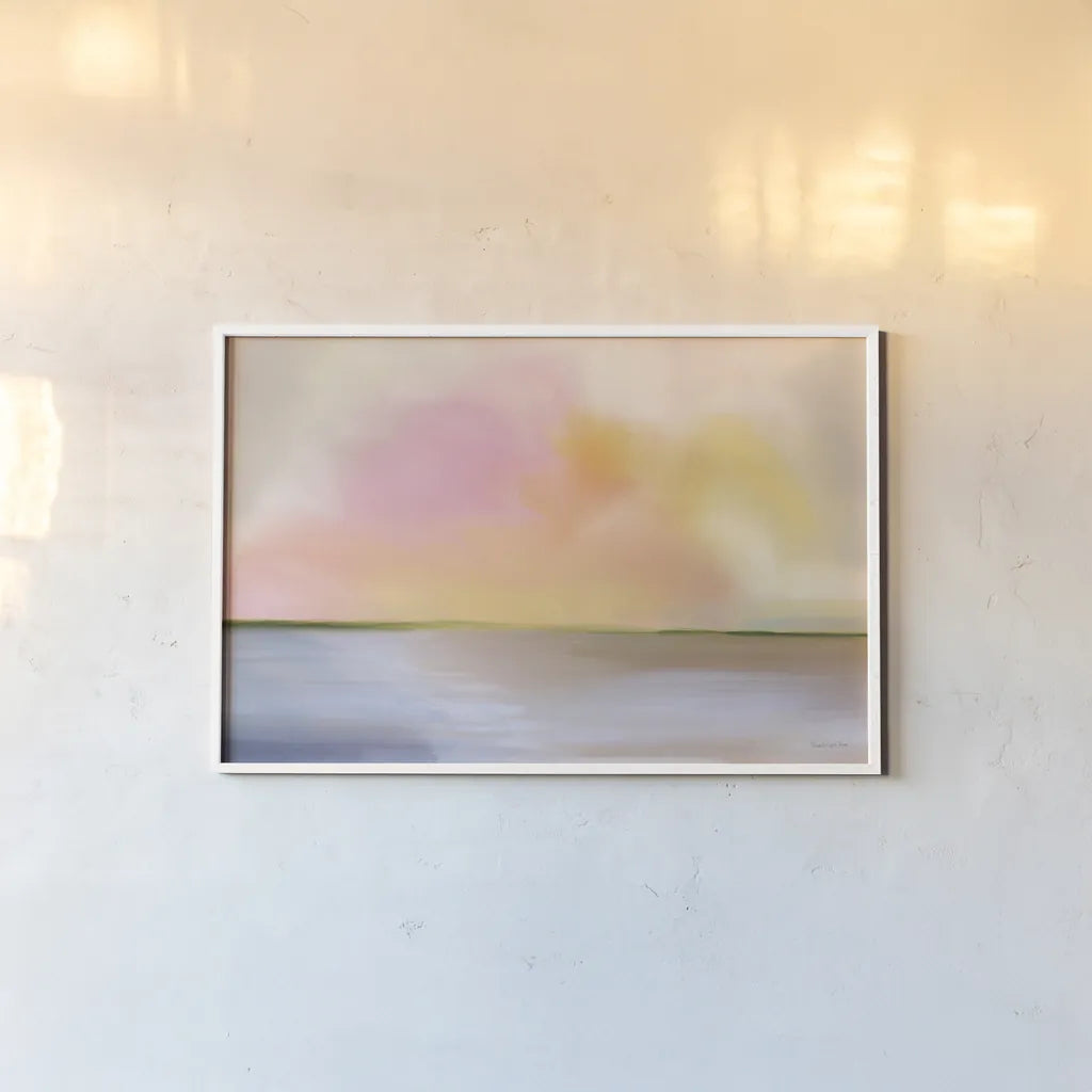 Cotton Candy Beach by Mercedes Lopez Charro. shown as a paper print in a white frame. Available as a archival giclee rolled canvas, fine art paper, or poster print. SKU 67984i.