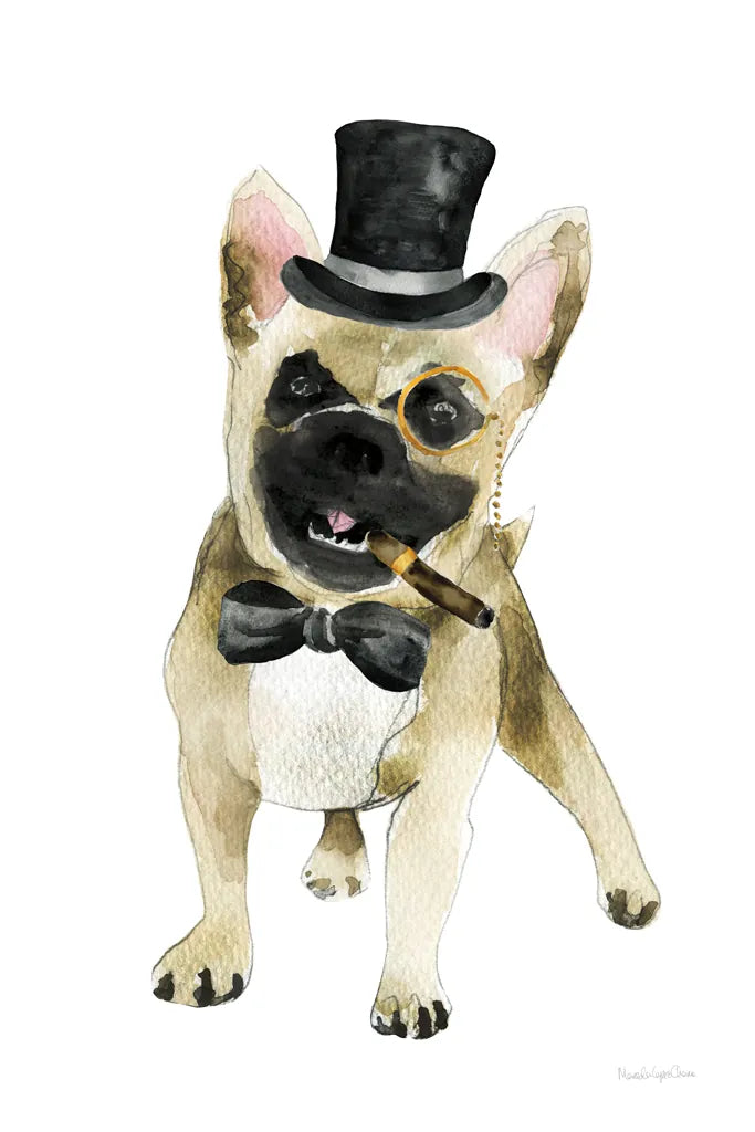 Dapper Dog I by Mercedes Lopez Charro. SKU 86870h. Archival Giclee Fine art print for wall decor.
