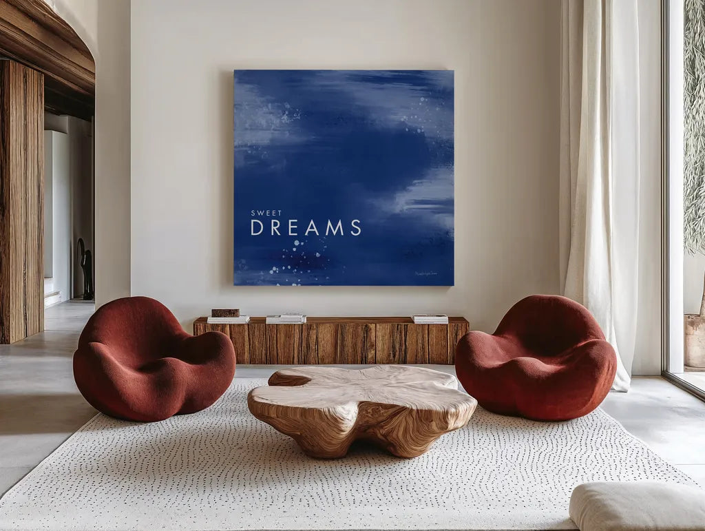 Dreams by Mercedes Lopez Charro. Shown as extra-large giant wall art in a modern living room. Available as an archival giclee rolled canvas, fine art paper, or poster print. SKU 67821a.