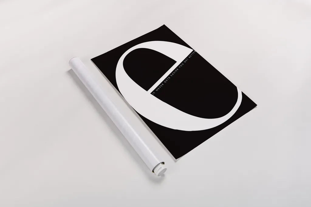 E is for Easier by Mercedes Lopez Charro. shown as a rolled paper print. Available as archival giclee rolled canvas, fine art paper, or poster print. SKU 64138h.