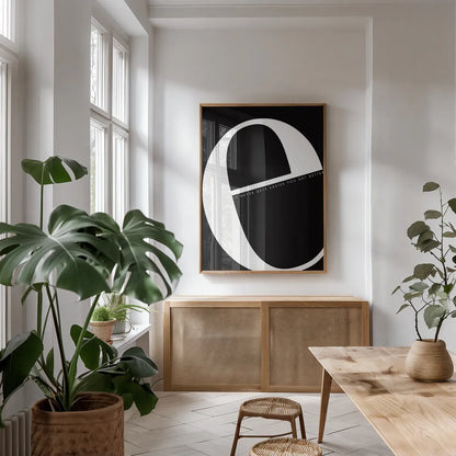 E is for Easier by Mercedes Lopez Charro. shown as a print in a natural wood frame in a dining room. Available as a archival giclee rolled canvas, fine art paper, or poster print. SKU 64138h.